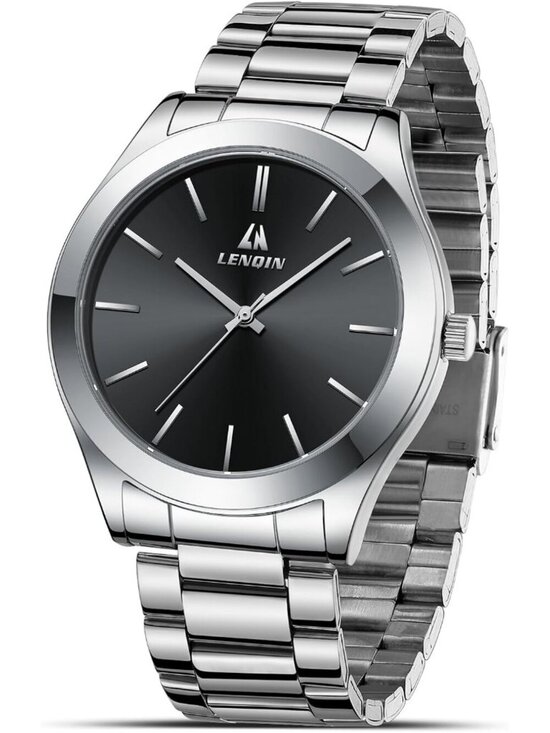 Other - Men's Silver Black Classic Waterproof Stainless Steel Analog Quartz Luxury Watch